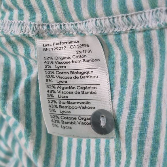 Tasc Performance Polo Shirt Mens XL Green Gray Striped Organic Cotton Preppy - Picture 9 of 9